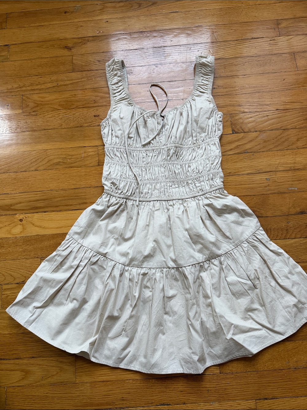 Women's Cream Mini Dress with Ruched Bodice - Picture 1 of 3